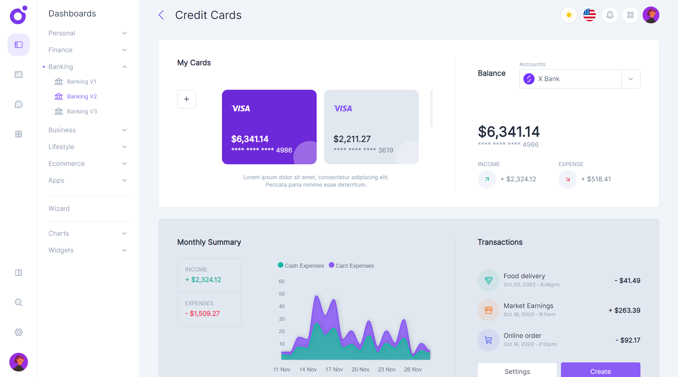Tairo - Banking dashboard v2
