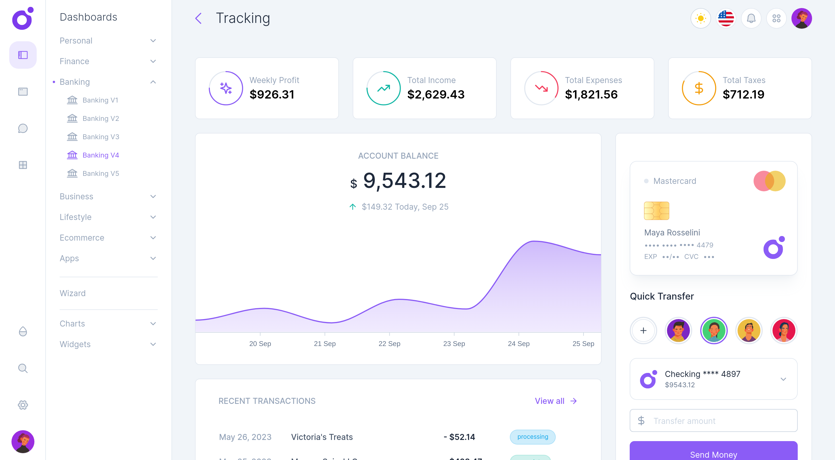 Tairo - Banking dashboard v4