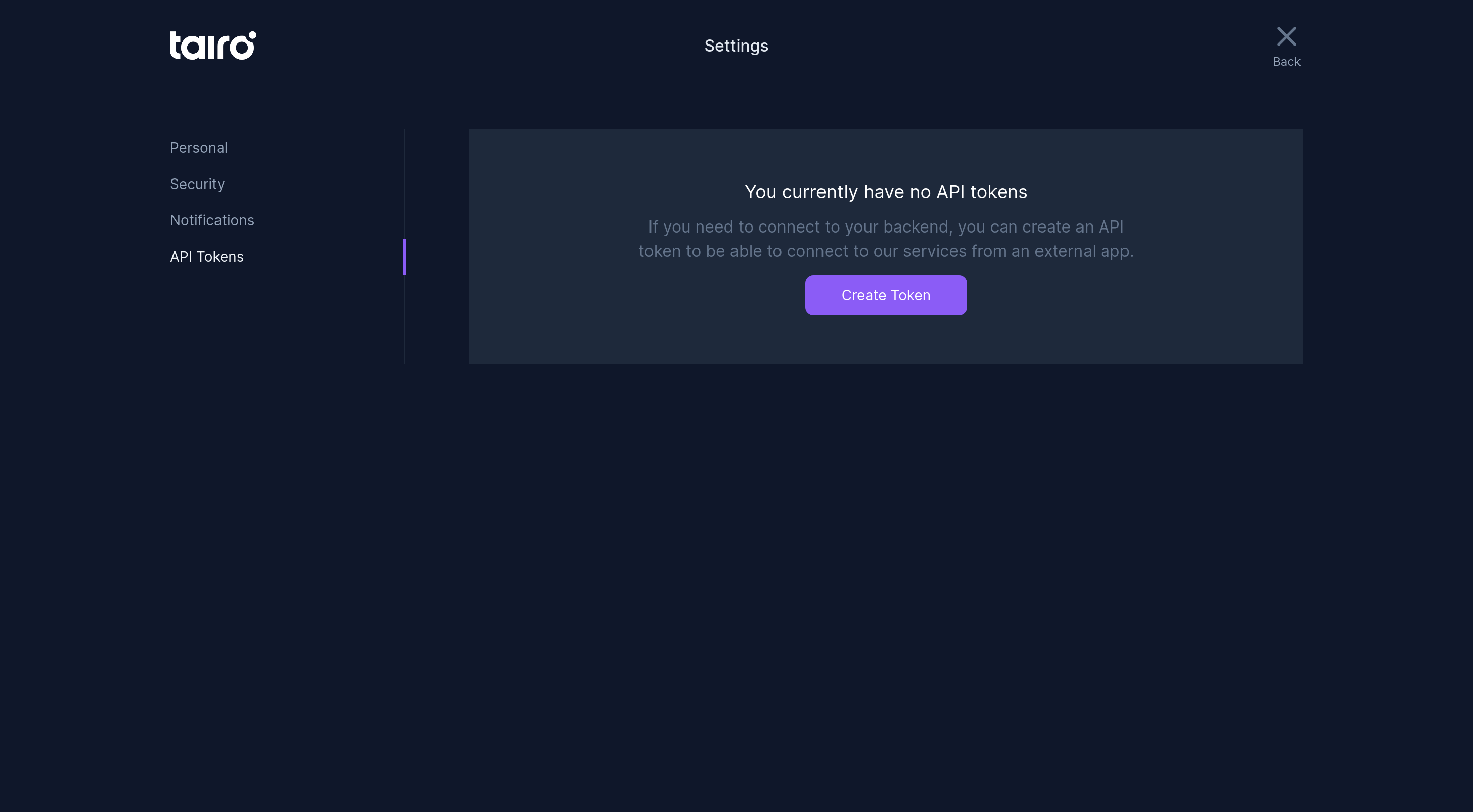 Tairo - API Tokens